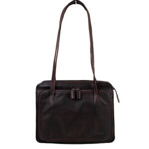 TIGNANELLO BROWN GENUINE LEATHER SHOULDER BAG BUSINESS TOTE HANDBAG HOBO PURSE